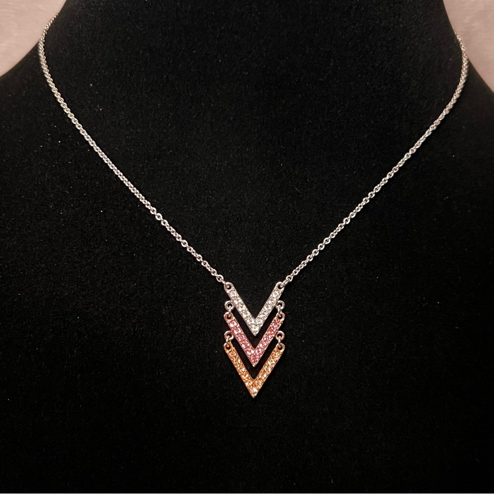 Touchstone Crystal By Swarovski Triple V Necklace